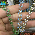 New Design Cup Claw Rhinestone Chain With Colorful Loops Metal Wire Rosary Beads Chain